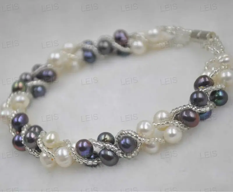 

Handmade real freshwater pearl bracelet mangetic clasp 8 inch