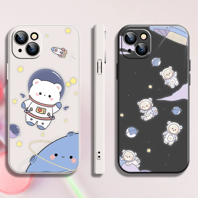 

Space Bear Phone Case For Cover iPhone 12 X Xr Xs 12 SE 2020 6 6s 8 Plus 7 7P 11 13 Max Pro Mini 2at5 Capa Bumper Cartoon