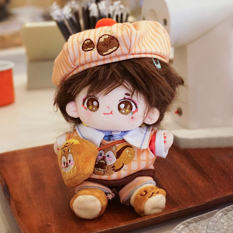 

Костюм с вышивкой Каваий белки каштанового цвета, Kpop для куклы 15/20 см из хлопка, наряд, одежда, одежда, косплей, милые наряды, подарок