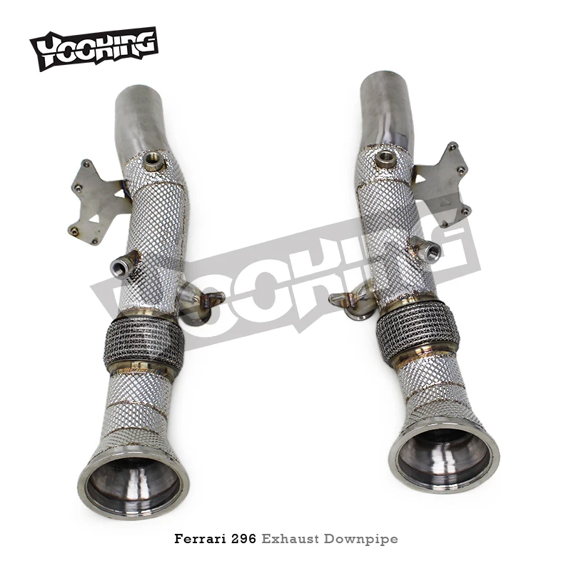 Фото Выхлопная труба Yooking Straight Downpipe для Ferrari 296 GTB V6 3.0T 2021-2024, T304, спортивная, с открытым потоком, для гонок №2