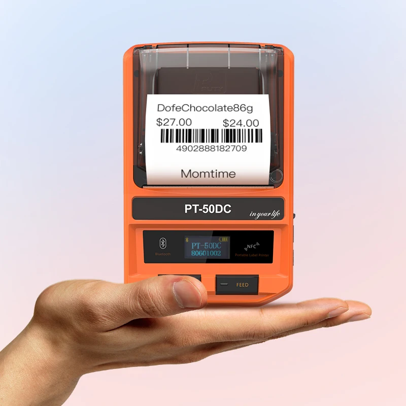 

PT-50DC Mini Wireless Thermal Barcode Printer Android Mobile Portable Printer With BT/USB/PC Connectivity