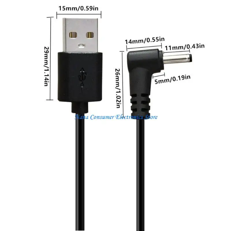 Фото G7NE Короткий адаптер USB-DC5V 3,5x1,35 мм, 25 см, с локтевой головкой, шнур для быстрой зарядки, черный цвет №5