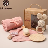 lets make baby stuff sets bath towel cotton blanket brush gift for kids toy crochet animal rattle box christmas present gifts