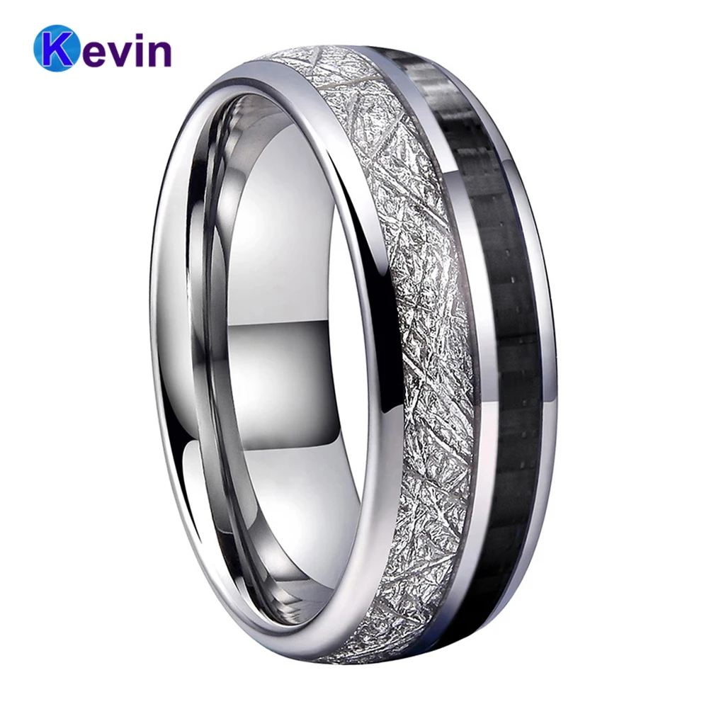 Кольцо из углеродного волокна с метеоритом 8 мм |