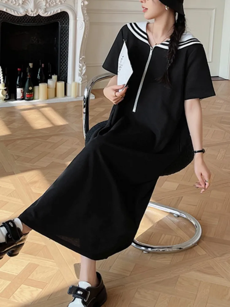 Женское длинное летнее платье большого размера свободное в Корейском стиле