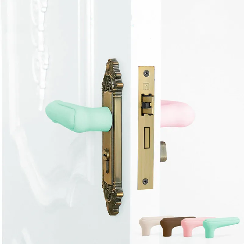 

2pcs Silicone Handle Sleeve Baby Safety Wall Protector Bedroom Living Room Protector Anti-collision Door Knob Cover Static-free