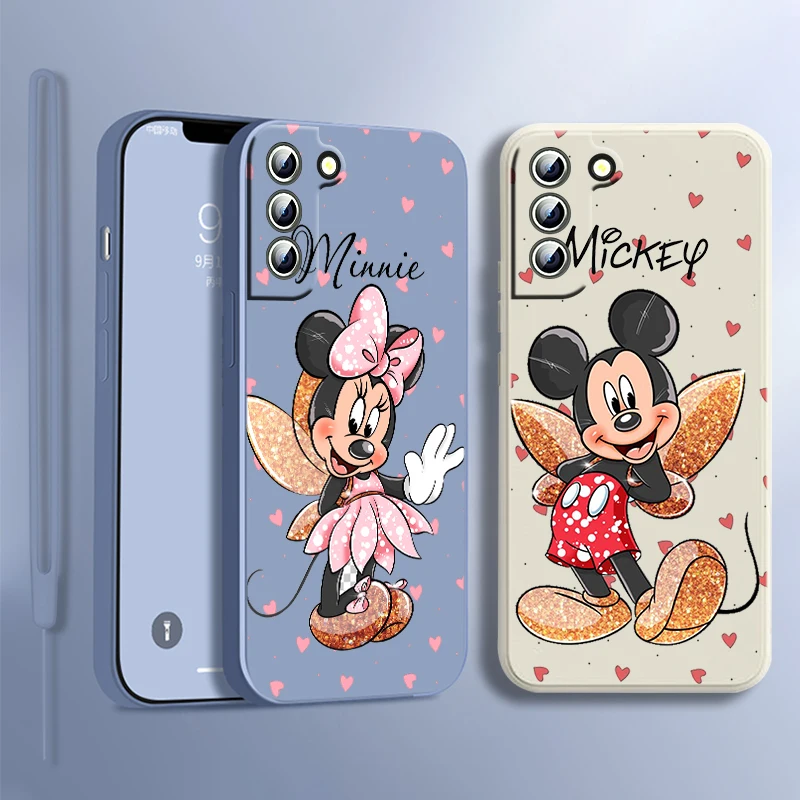

Mickey Mouse Cartoon For Samsung Galaxy S23 S22 S21 S20 S10 S9 Ultra Plus Pro FE Liquid Rope Silicone Soft Phone Case Coque Capa