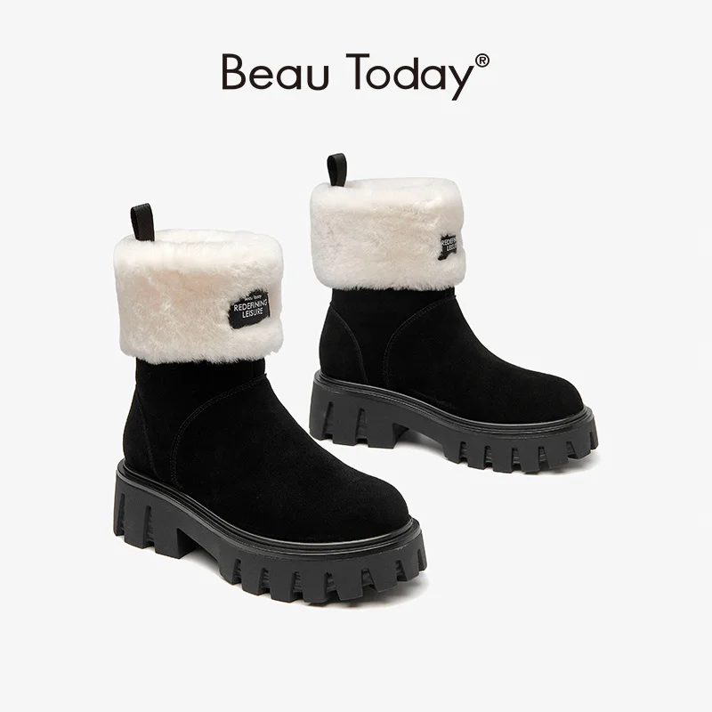 

Женские ботильоны для снежной погоды, с круглым носком, Sid Cor, неровные, на квадратном каблуке, Wo Fur, Повседневная зимняя женская обувь 08038