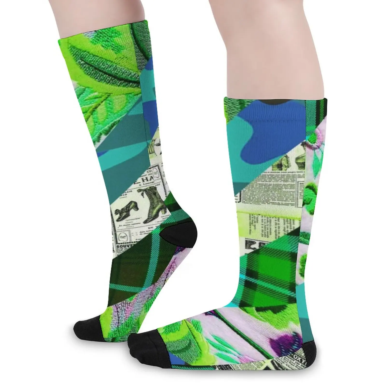 

Носки женские с забавными газетами, элегантные спортивные носки с цветочным принтом и полосками, Осенние Нескользящие