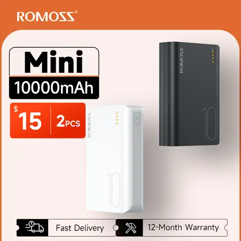 ROMOSS Mini Power Bank 10000 мАч внешний аккумулятор портативное зарядное устройство 10000mAh Powerbank для Xiaomi iPhone 12 13 pro max