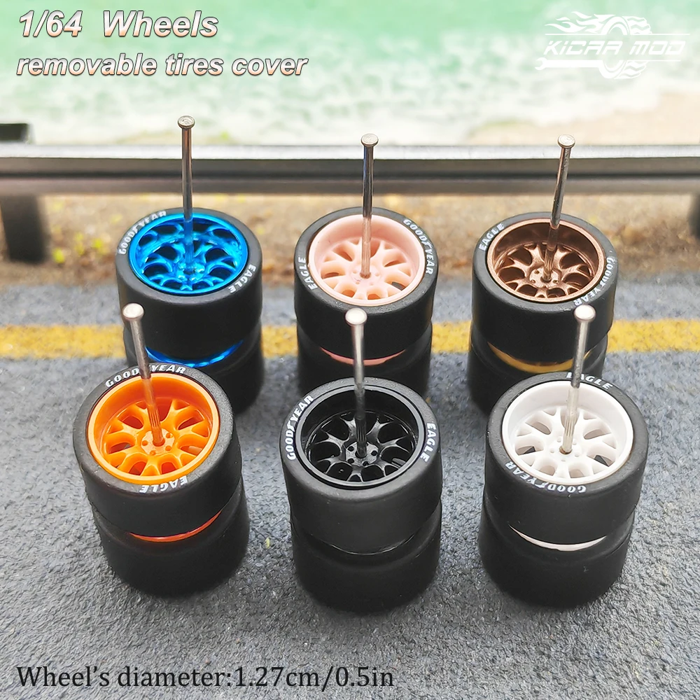 Резиновые колеса масштаба 1/64 7 контактов 12 мм для моделей Hotwheels литья под