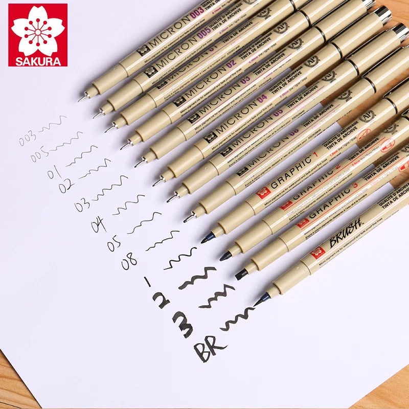 

Sakura Pigma Micron Pen Neelde Soft Brush Drawing Pen 005 01 02 03 04 05 08 1.0 Brush Art Markers Drawing Sketch Art Supplies