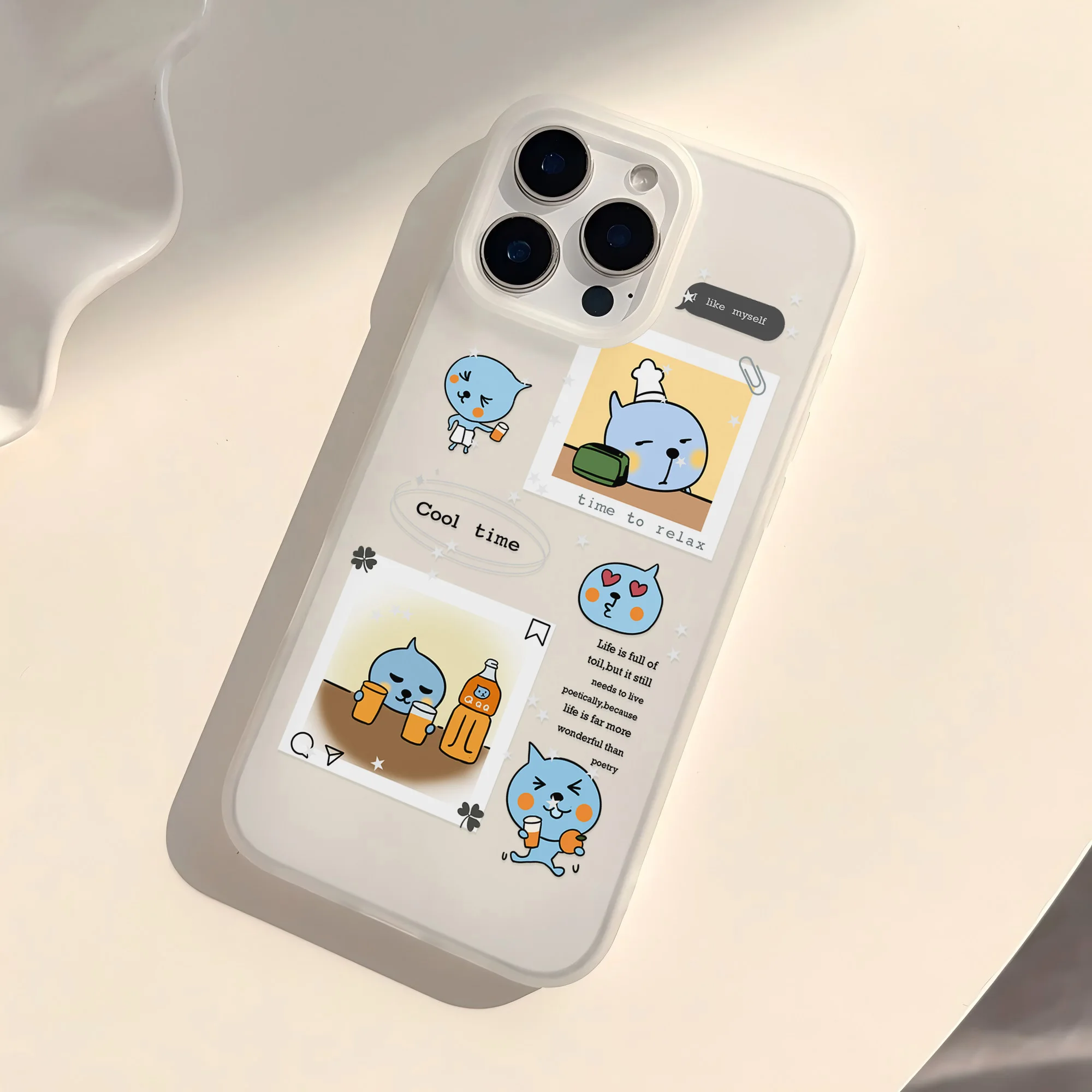 Фото Мультяшный милый матовый прозрачный противоударный чехол Qoo для iPhone 17, 16E, 16, 15, 14 Plus, 13, 12, 11 Air Plus Pro X XR Max №4