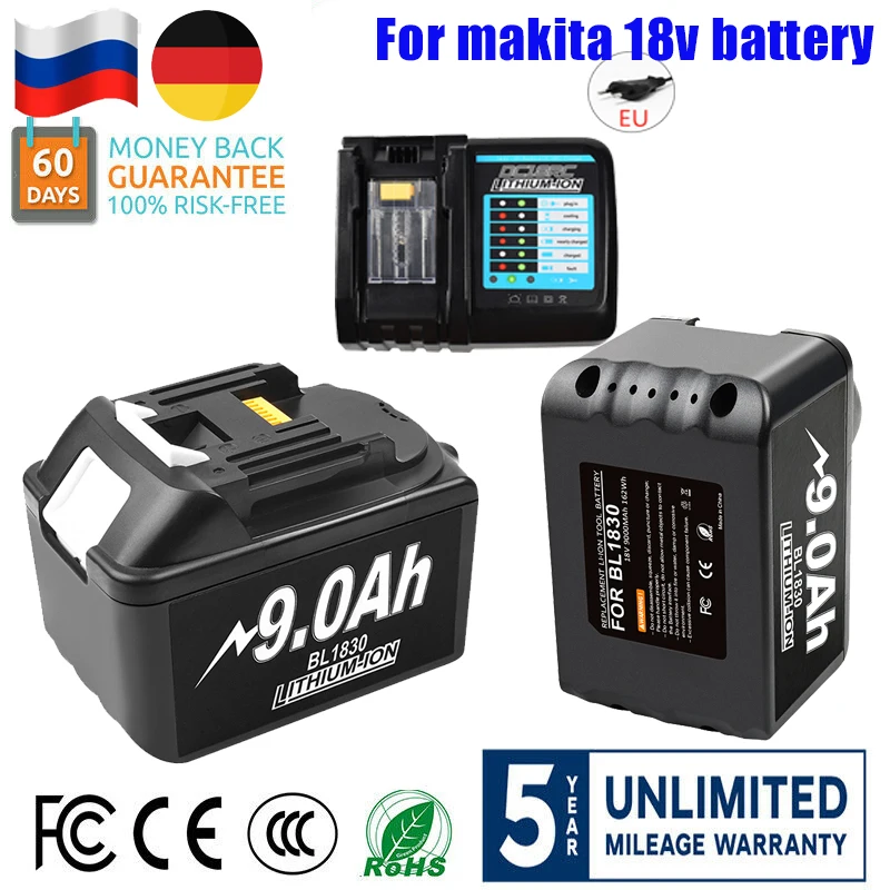 2022 обновленная литиевая батарея 9A/3A/6A для Makita 18V BL1830B BL1850B BL1850 BL1840 BL1860 BL1815