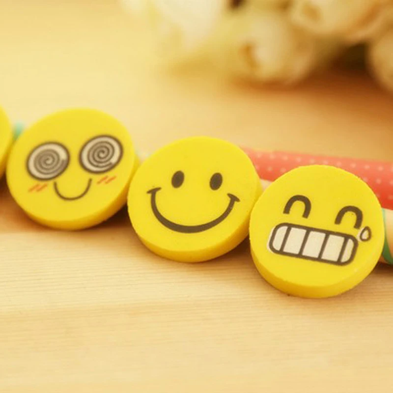 30 шт. резиновый ластик со смайликом милые Ластики для детей школьные и офисные
