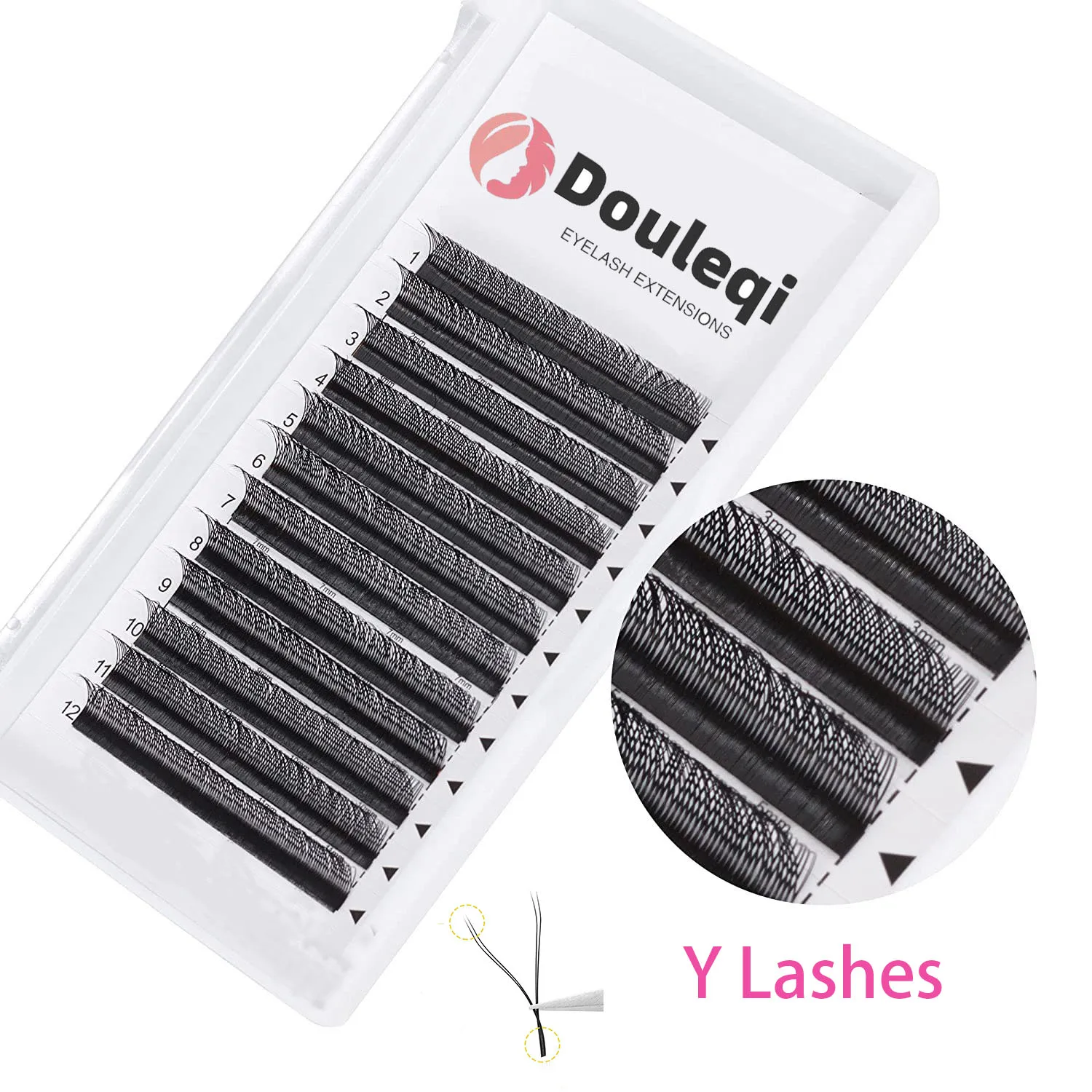 

YY Lash Extensions Easy Premade Fans Eyelash Extensions 2D Y Shape Volume Lash Extension Black Cluster D Curl Mixed Tray Lashes