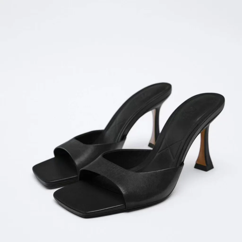 

Spring New Square Toe Open Toe Elegant Women Shoes Ladies Simple Casual Sandal Slippers Ladies Temperament High Heel Sandal