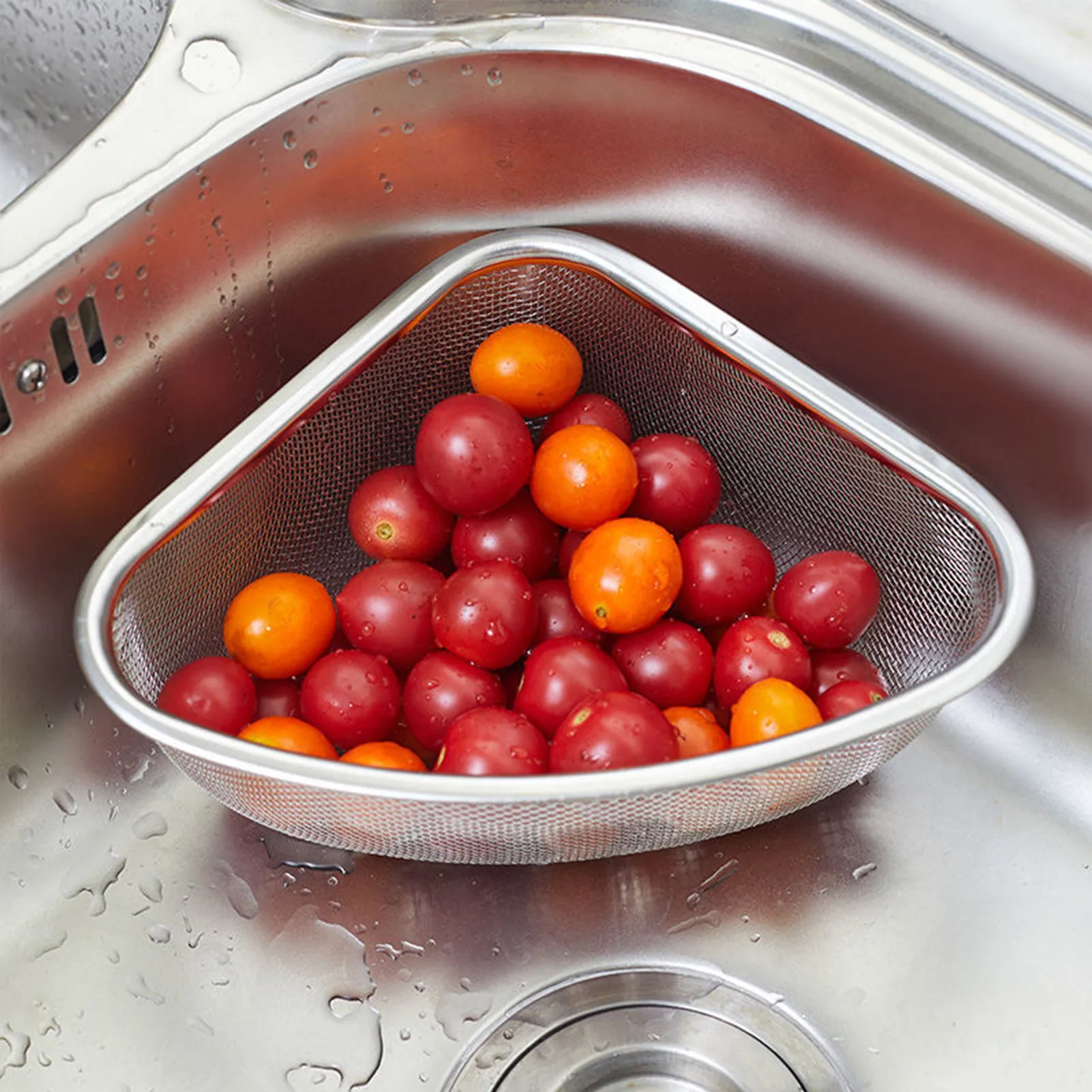 

Треугольная сливная стойка из нержавеющей стали, сливная корзина для кухонной раковины, полка для раковины, сетчатый держатель для губки, к...