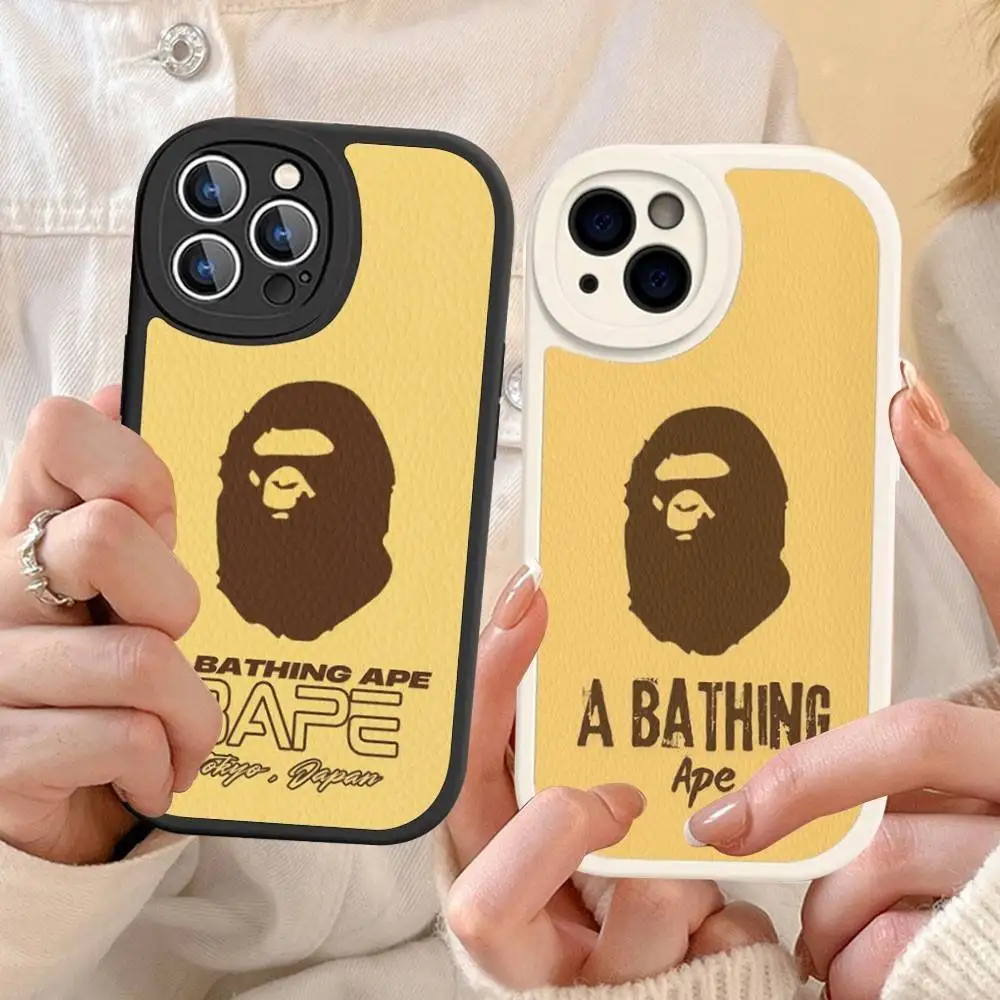 Фото Милый мультяшный чехол для телефона с обезьянкой B-Bape для iPhone 16 15 14 11 12 13 Pro Max Plus, кожаный чехол-накладка №3