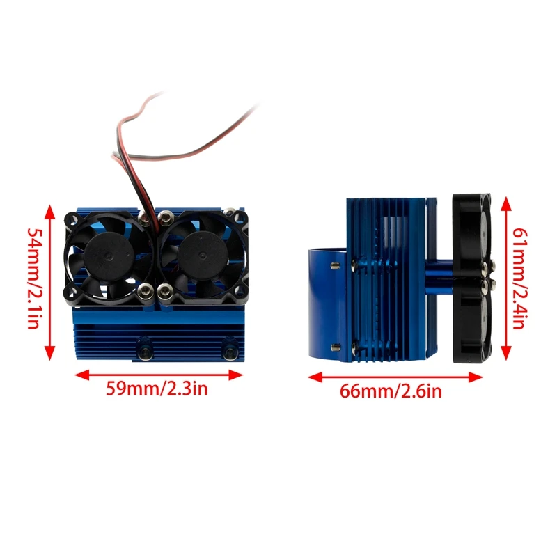 RC Car 41-43Mm Dual Fan Motor Radiator Heat Sink For High Speed 1:8 Traxxas SUMMIT Big S E-REVO E