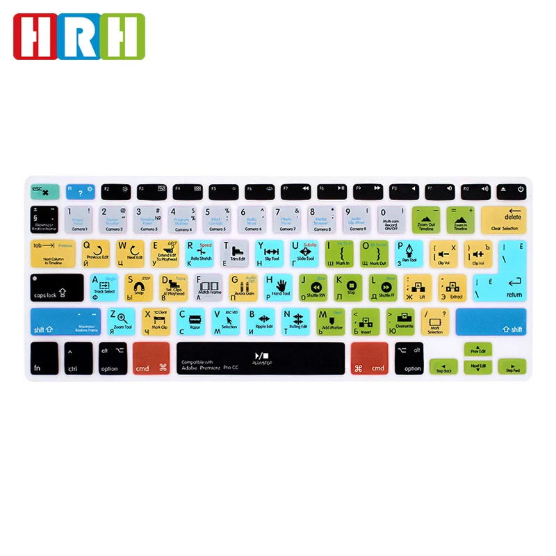 

HRH русская премьера Pro CC ярлыки силиконовая клавиатура чехол для MacBook Pro Retina Air 13 "15" клавиатура защитная пленка