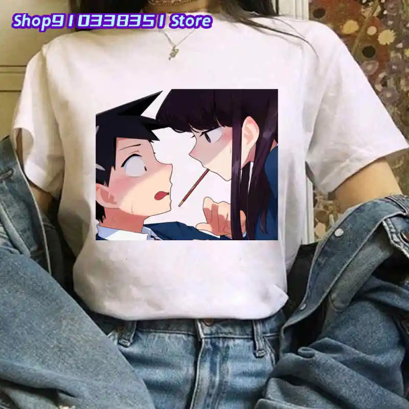 

White T Shirt Women Anime Komisan Komi San Miss Komi Komi Short Sleeve Manga Communication Tees Komi - San Tshirt Harajuku 2022