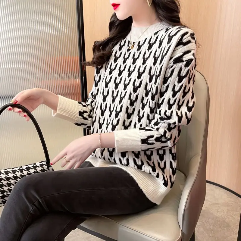 

In 03500 a 2021 round collar sets loose long-sleeved jacket sweater sweater 48