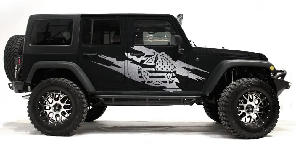 

Factory Crafts Army Star Torn Side Graphics Kit 3M Vinyl Decal Wrap Compatible With Jeep Wrangler 4 Door 20072016 Silver2PCS