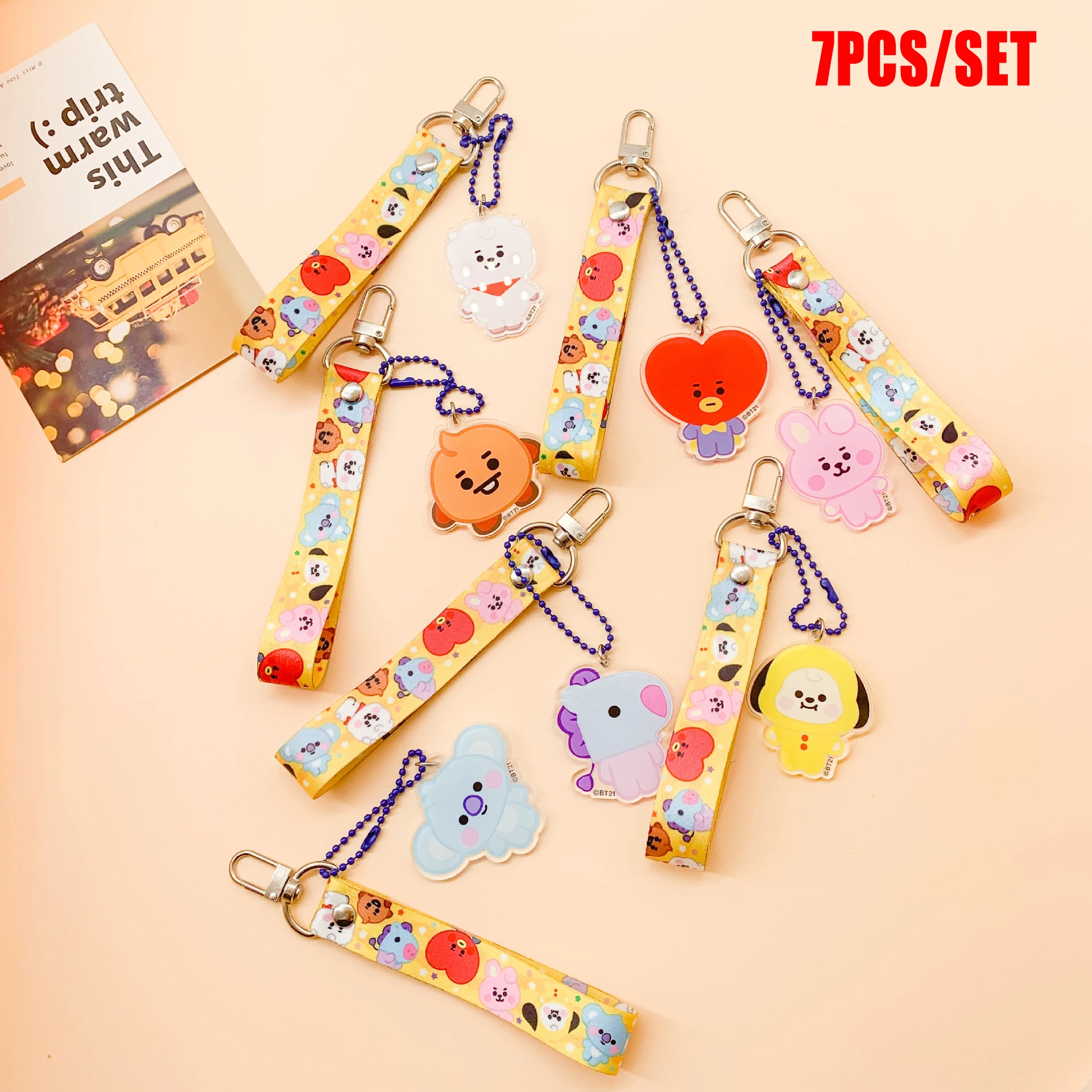 

Korean Version of Ins Cartoon Anime Transparent Acrylic Keychain Bag Pendant Neutral Bulletproof Youth Group Fan Gifts BTS-5-58