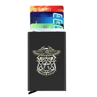 anti theft id credit card holder thin aluminium metal wallets police protect serve printing pocket case bank card box