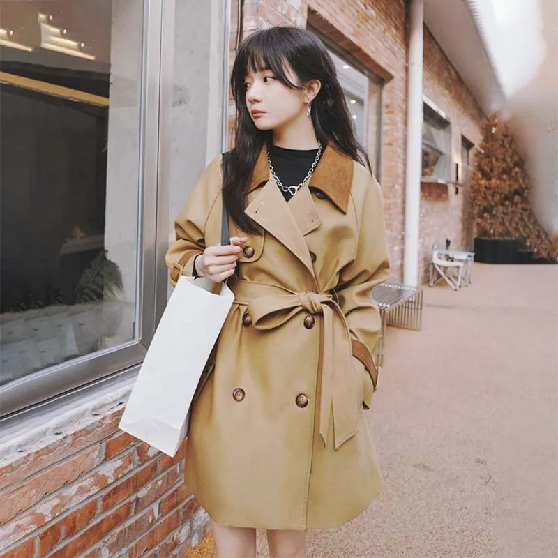 

Khaki windbreaker women's 2022 spring and autumn new British style original design niche coat