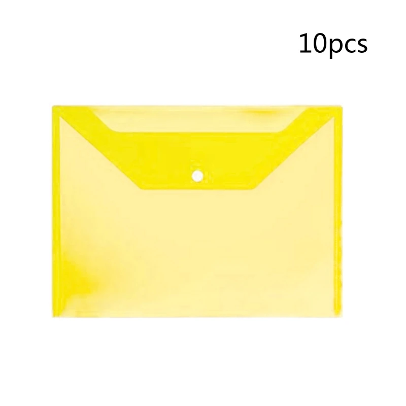 10pcs/Pack Transparent Plastic Wallets A4 Folder File Document Bag Waterproof Reusable for student Teacher Office Staff - купить по