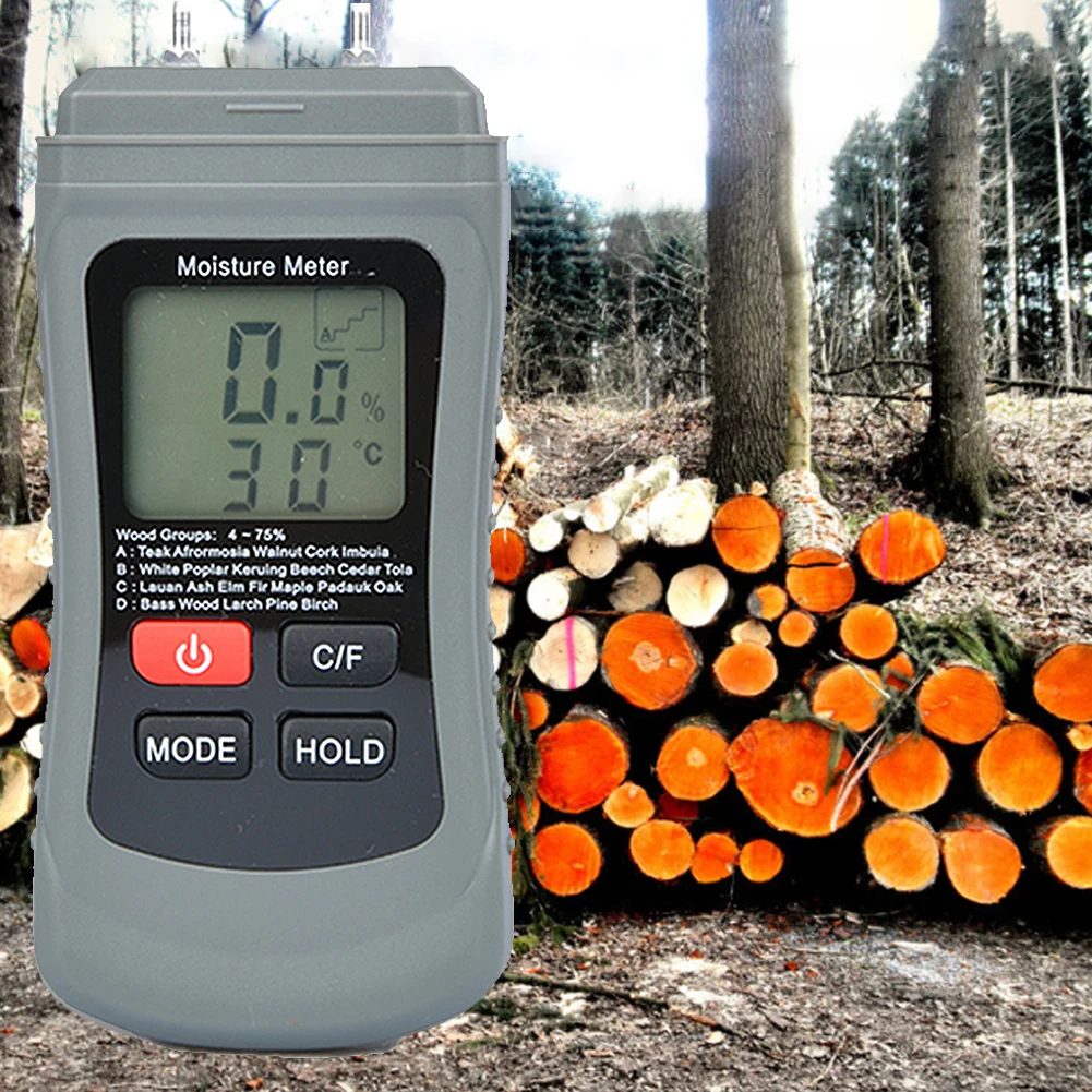 

Измеритель влажности древесины 0-99.9%, двухконтактный цифровой измеритель влажности древесины с ЖК-дисплеем, тестер, гигрометр, детектор вла...
