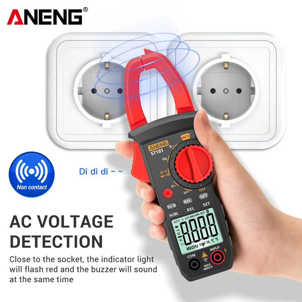 

ANENG ST181 Digital Clamp Meter AC DC Current 4000 Counts Multimeter Ammeter Voltage Tester Car Amp Hz Capacitance NCV Ohm Test