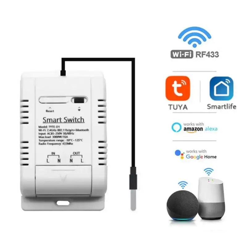 

Умный Wi-Fi-термостат Tuya с монитором потреблении энергии, совместим с Alexa, мощность 3000 Вт