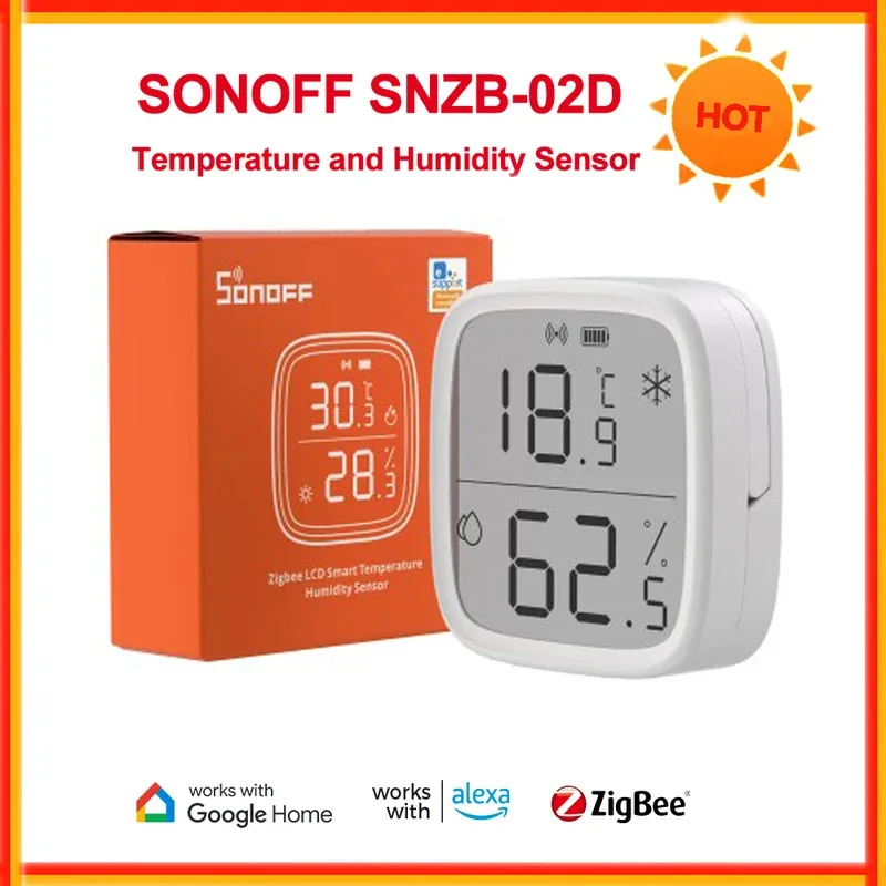 Фото Датчик температуры и влажности SONOFF SNZB-02D с LCD-дисплеем, удаленный мониторинг в реальном времени, домашний датчик Sonoff Zigbee 3.0 №2