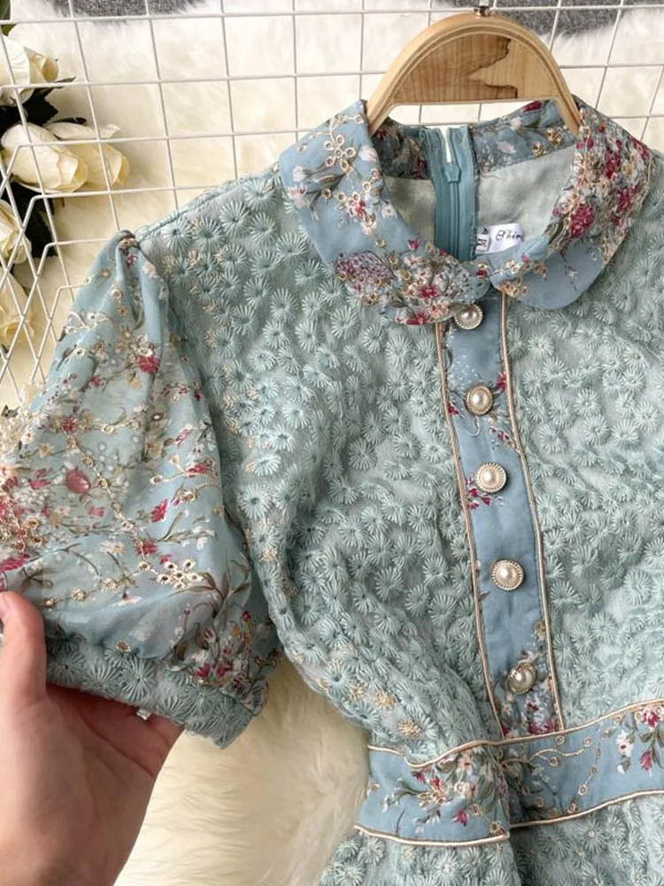 2022 летние французские Милые шифоновые платья с оборками для девушек круглым