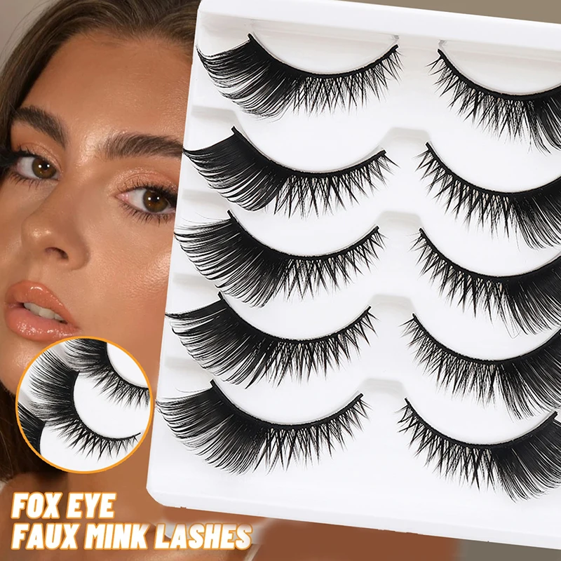 

5/7/10Pairs Makeup Eyelashes End Eye Elongated 3D Winged Lashes Extension Supplies Reusable Sexy Cat Eye Eyelashes Makeup Tools