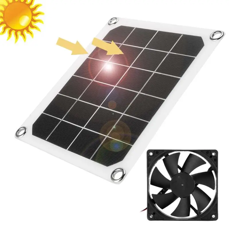 

10W Outdoor Solar Power Panel Exhaust Fan 6 Inch Mini Ventilator Solar Panel Power Supply Fan for RV Greenhouse Pet House