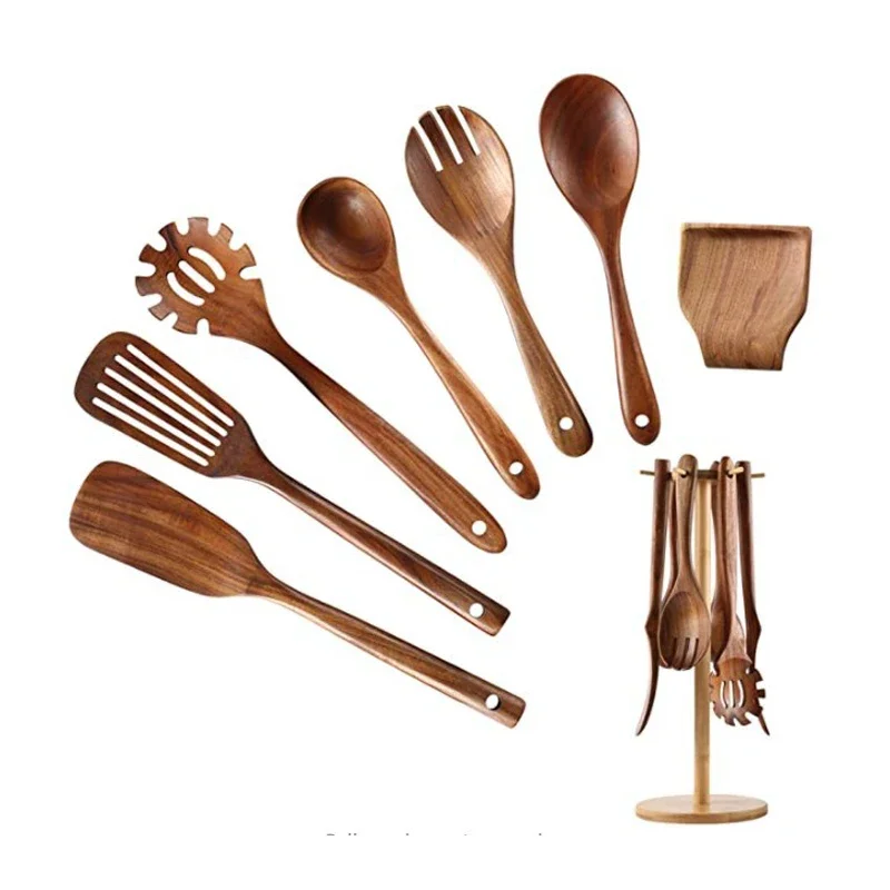 Jieyang натуральный тиковый деревянный кухонный утварь деревянная лопаточка набор