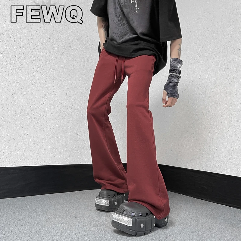

FEWQ American High Street Men's Flared Trousers Y2k Male Vintage Straight Pants Solid Color Casual 2023 Spring Chic New 24B1928