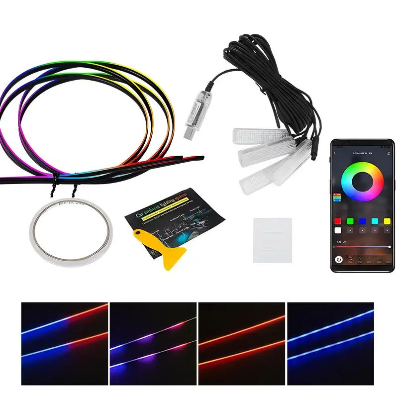 

Car Interior Led Strip Lights Auto Led Lamps Multi-color Decoration Led Strip Ambient Light Strip With App Voice Control for car