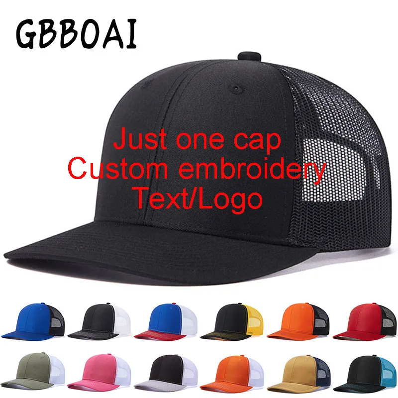 Custom Embroidery Logo Baseball Cap Summer Breakable Net Blank Truck Caps Men's Women Text Letter DIY Team Dad Hat