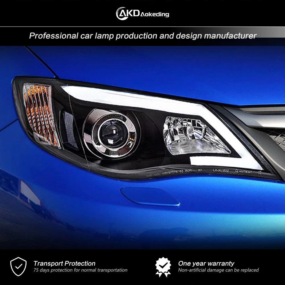 Фары AKD для Subaru Impreza фары 2008-2014 WRX DRL H7 лампа в сборе обновленная динамическая