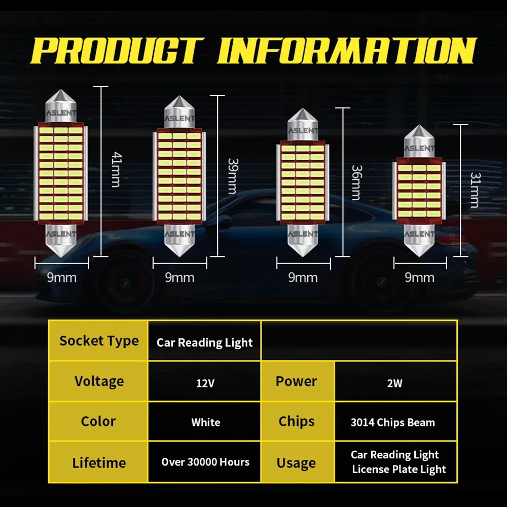 10 шт. C5W C10W светодиодные лампы Festoon 31 мм 36 39 41 canbus освещение номерного знака