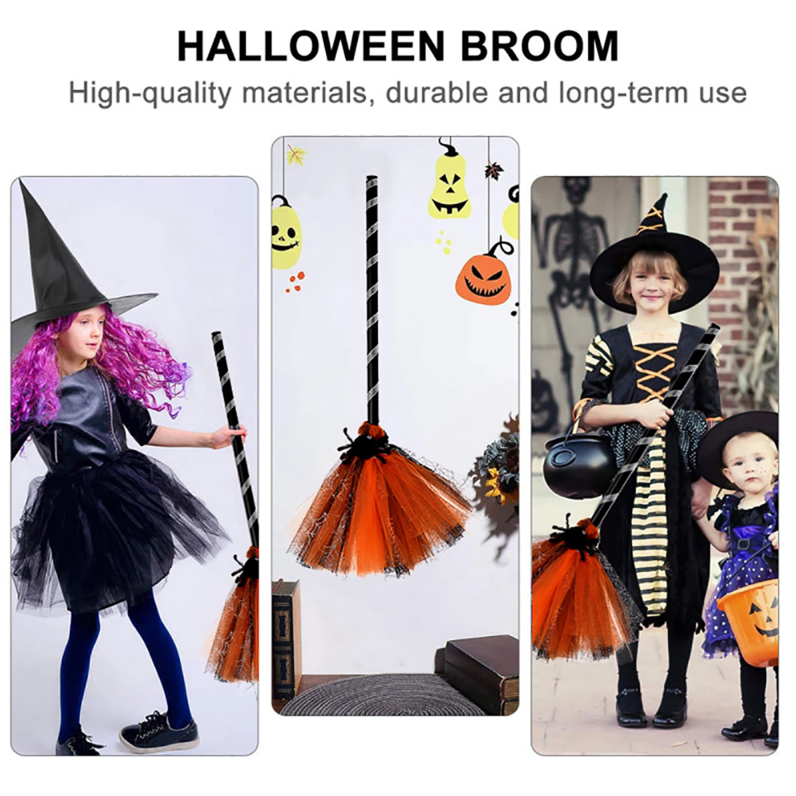 

Durable Practical Halloween Party Broom Halloween Witch Decoration 90cm Cosplay Kids Toy For Fancy Dress Party