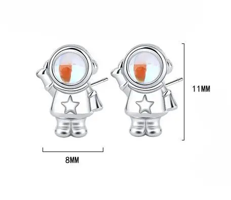 Настоящее серебро 925 пробы милые серьги с астронавтом и звездой из лунного камня