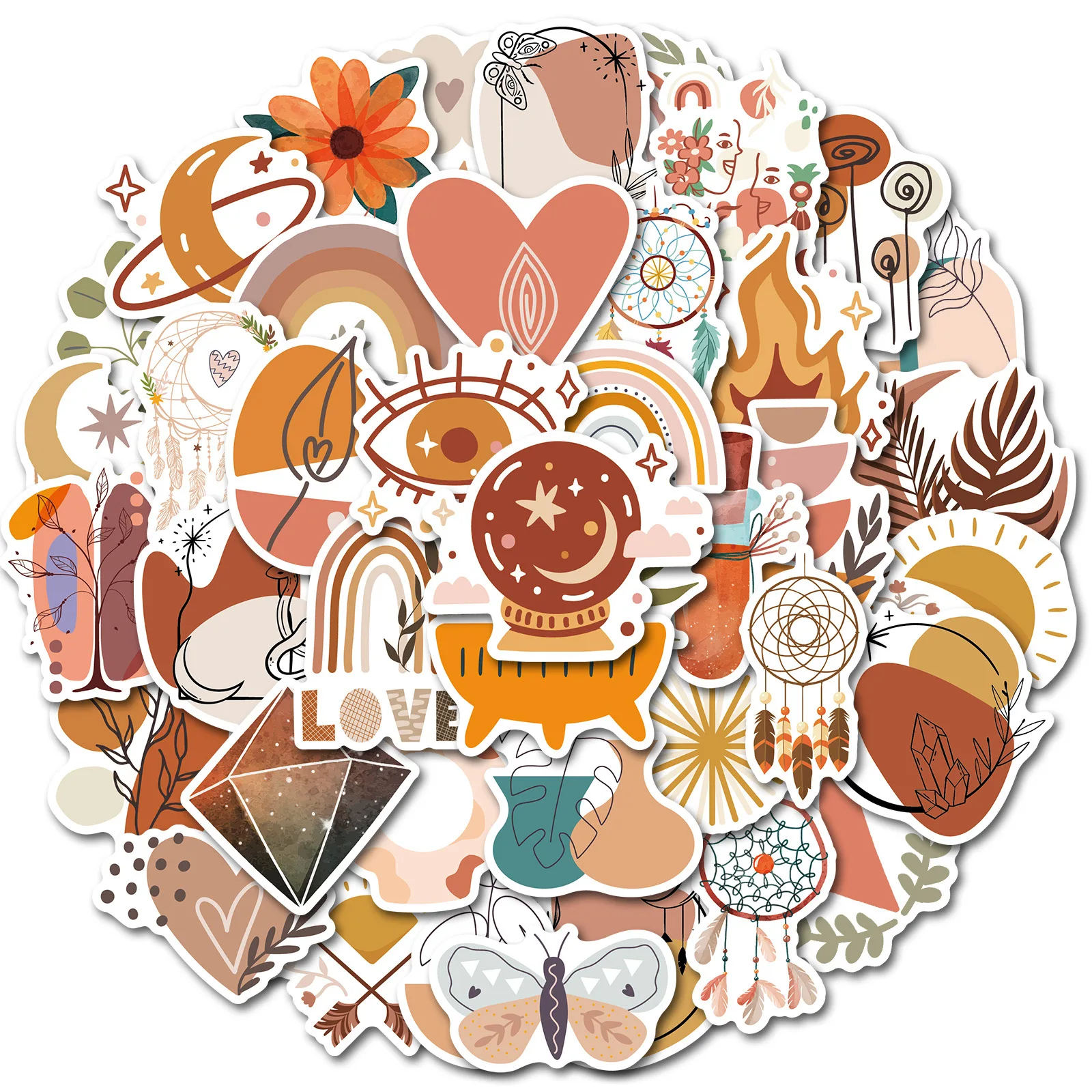 

50PCS Bosilia Leaf Series Stickers BOHO Style Simple Small Fresh Ins Style Abstract Art Stickers