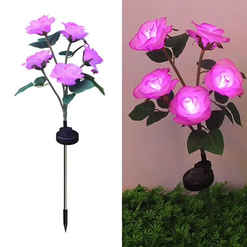 

Solar Outdoor Lights Garland 5 Head LED Rose Solar Lights Outdoor Solar Lights Garden Decoration Valentines Wedding Event Party