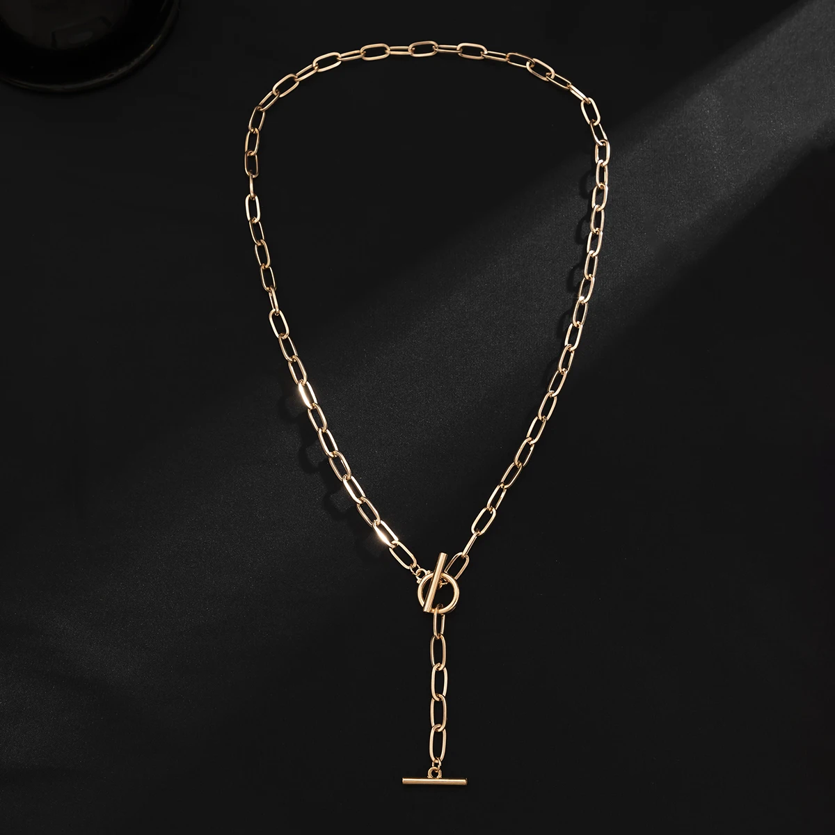 

KunJoe Hip Hop Rock Fashion OT Clasps Buckle Necklace Gold Color Link Chain Necklace Choker for Jewelry Men Women Party Boy Girl